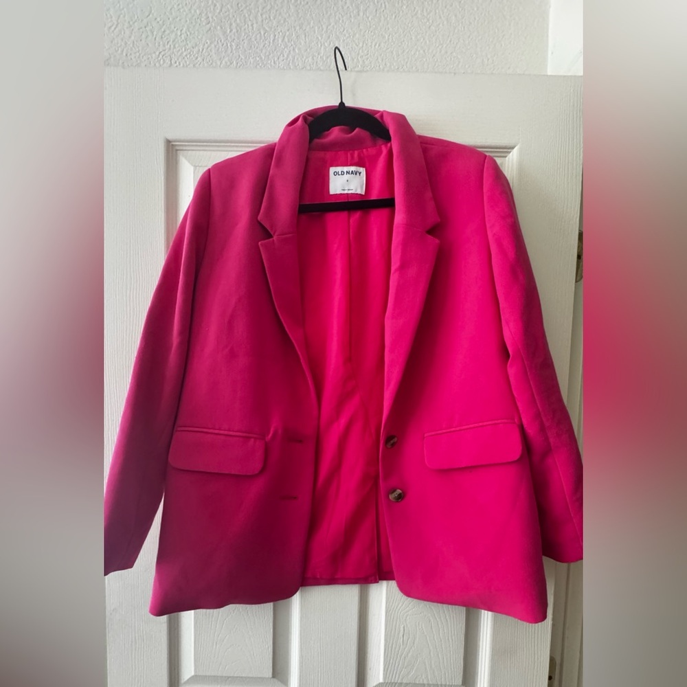 Old Navy Women's Fuchsia Padded Shoulder Blazer - Picture 3 of 10
